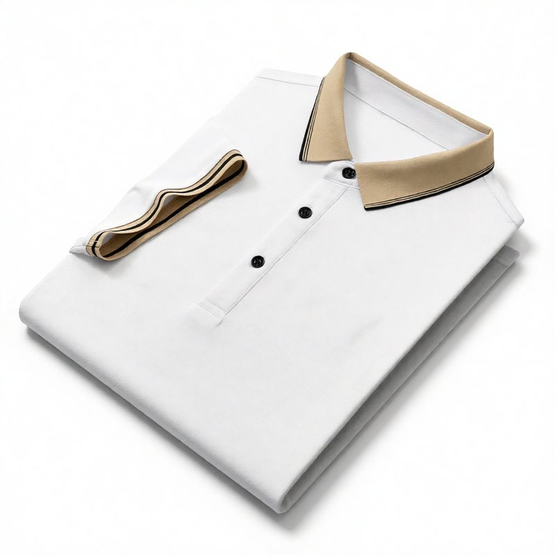 Men's Short Sleeve Polo Shirt Casual Pique Knit Top - Image 1