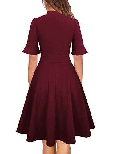 RANPHEE Maroon Dress for Women 2026 Business Casual Professional Wear to Work Office Dresses Ladies Wedding Guest Elegant Fit and Flare Aline Knee Length Cocktail Party Outfits L - Image 2