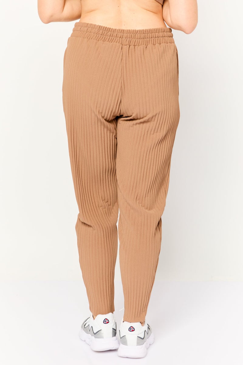 The Giving Movement Women Regular Fit Textured Straight Leg Pants, Tan - Image 2
