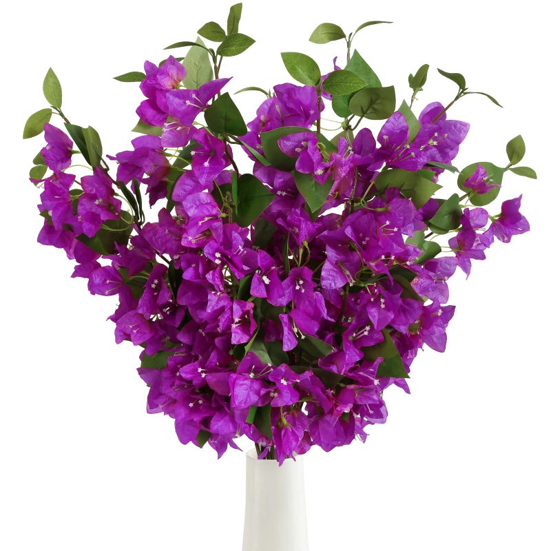 INSUNSIX Bougainvillea Artificial Silk Flowers Branches Fake Bougainvillea Stems Faux Bougainvillea Flowers Vine Floral Arrangements for Home Wedding Baby Shower Table Centerpieces Decoration Purple - Image 2