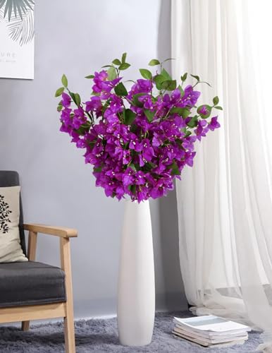 INSUNSIX Bougainvillea Artificial Silk Flowers Branches Fake Bougainvillea Stems Faux Bougainvillea Flowers Vine Floral Arrangements for Home Wedding Baby Shower Table Centerpieces Decoration Purple - Image 3