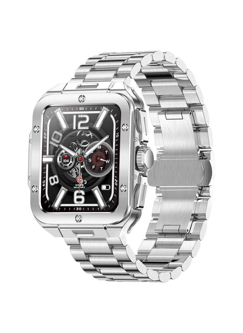Swiss Military Alps 2 Smartwatch with Call Features, Music Playback, 1000 Songs Storage, IP67, Fitness & Health, Magnetic Charging, 7-12 Days Battery Life, iOS/Android Compatible - Silver Metal - pzsku/Z6C333296A9BB8A45609CZ/45/_/1699942210/e70e829a-e954-46f8-bd9b-a6ab86b367fa
