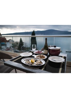 WAOKN Black Placemats Set of 6 - Washable Easy-to-clean Vinyl Placemats - Heat-resistant PVC Placemats - Table Mat 45x30 cm (Black and Gold)  - Image 2