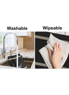 WAOKN Black Placemats Set of 6 - Washable Easy-to-clean Vinyl Placemats - Heat-resistant PVC Placemats - Table Mat 45x30 cm (Black and Gold)  - Image 3