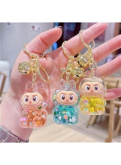 Arabest Cute Kawaii Floating Glitter Labubu Keychain,Labubu Monsters Decoration,Liquid Clear Acrylic Key Ring Accessories  - Image 3