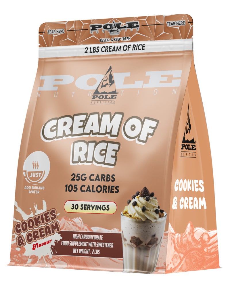 POLE NUTRITION Cream of Rice High Carbohydrate Rice Powder - Cookies & Cream, 2 lbs (30 Servings) - Image 1