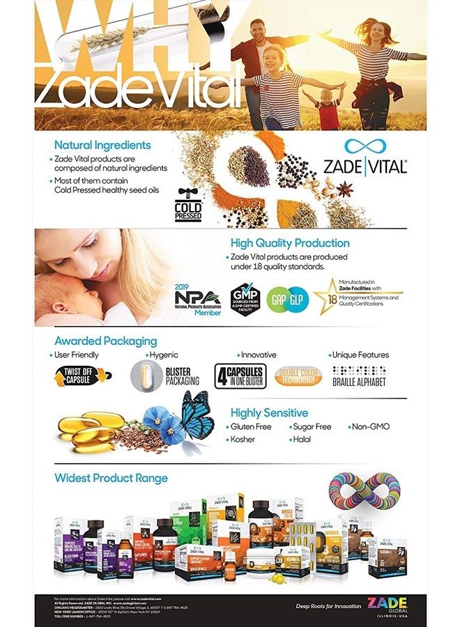 Zade Vital Black Cumin Seed Oil, Supports Healthy Immune System and Metabolism, Dietary Supplement, 900 MG, 60 Softgels, Cold Pressed, Nigella Sativa, GMP, Halal, Kosher, Non GMO, 3rd Party Tested