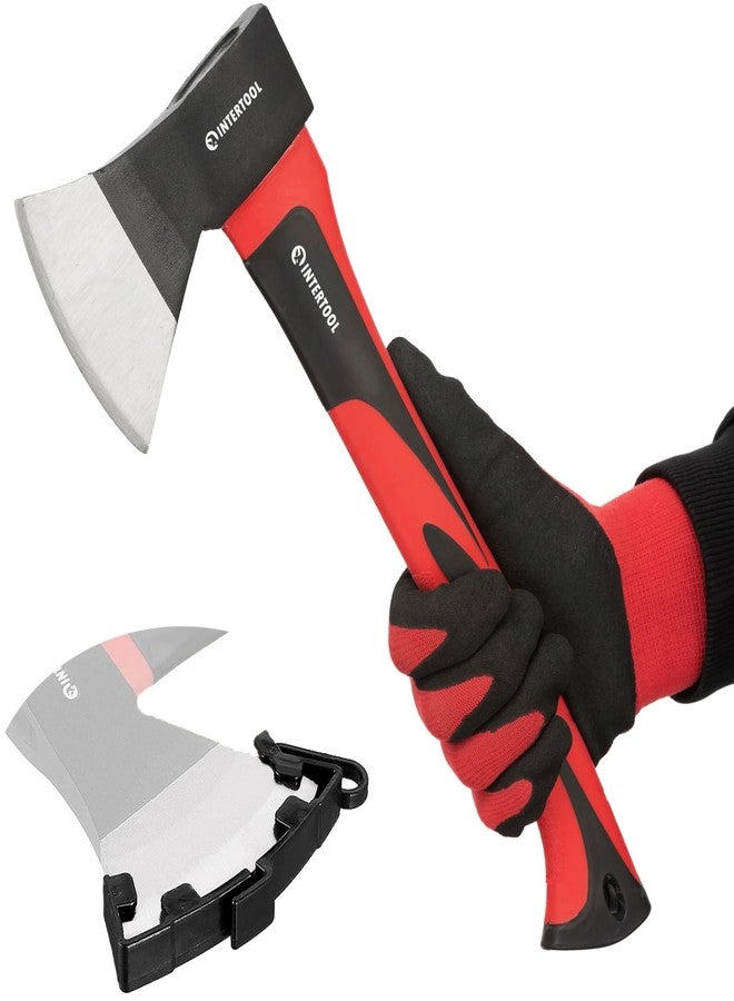 INTERTOOL Hatchet, Wood Axe, Small Camp Hand Axe, 1.3 lbs, Firewood, Camping, Chopping, Splitting, Throwing, Shock Absorbing Fiberglass Anti-Slip Handle, 15" HT-0261 - Image 1