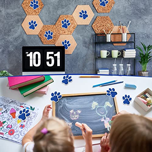 Junkin 60 Pcs Mini Paw Prints Cutouts Accents Bulletin Board Patrol Table Decorations Wall Decal Poster for Kids Educational School Home Party Supplies(Blue) - Image 4