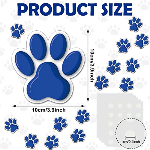 Junkin 60 Pcs Mini Paw Prints Cutouts Accents Bulletin Board Patrol Table Decorations Wall Decal Poster for Kids Educational School Home Party Supplies(Blue) - Image 3