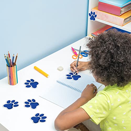 Junkin 60 Pcs Mini Paw Prints Cutouts Accents Bulletin Board Patrol Table Decorations Wall Decal Poster for Kids Educational School Home Party Supplies(Blue) - Image 2