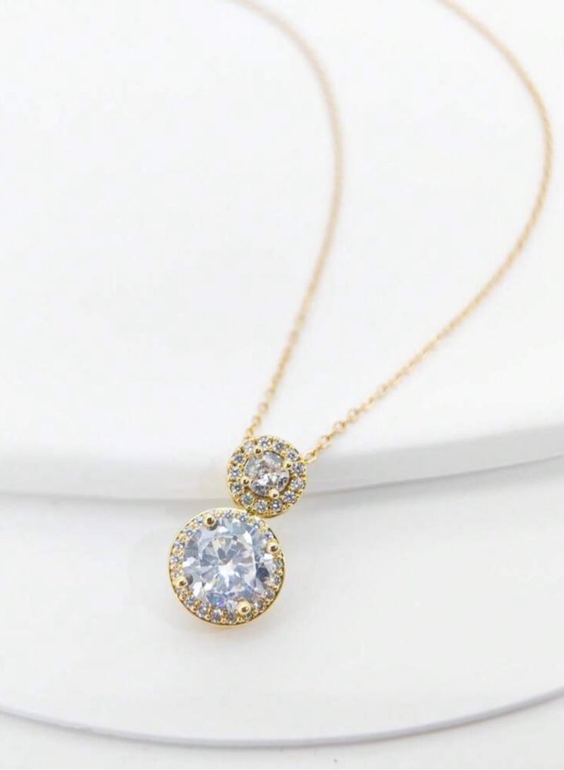 إيكوال سلسال نسائي مصنوع من الاستانلس ستيل مطلي باللون الذهبي ومرصع بالزركون - Image 1