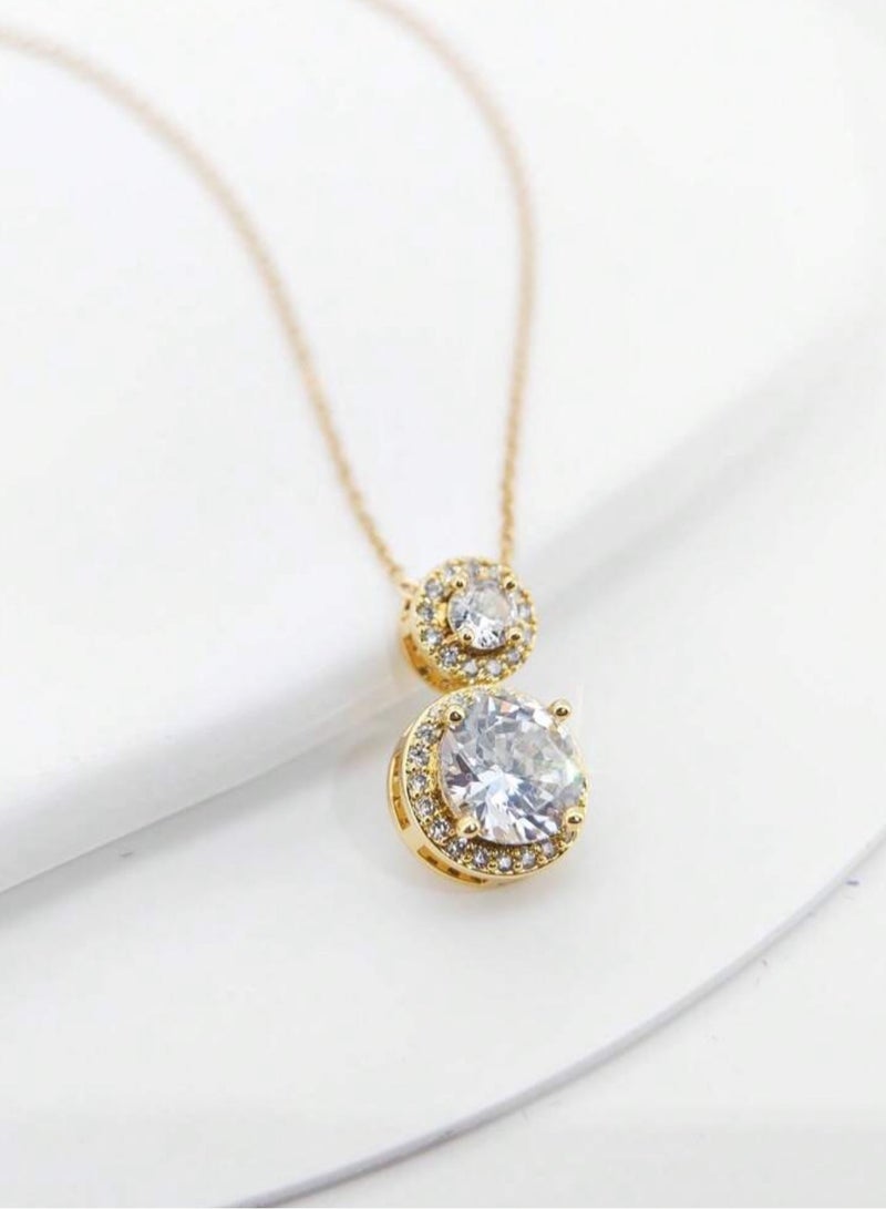 إيكوال سلسال نسائي مصنوع من الاستانلس ستيل مطلي باللون الذهبي ومرصع بالزركون - Image 2