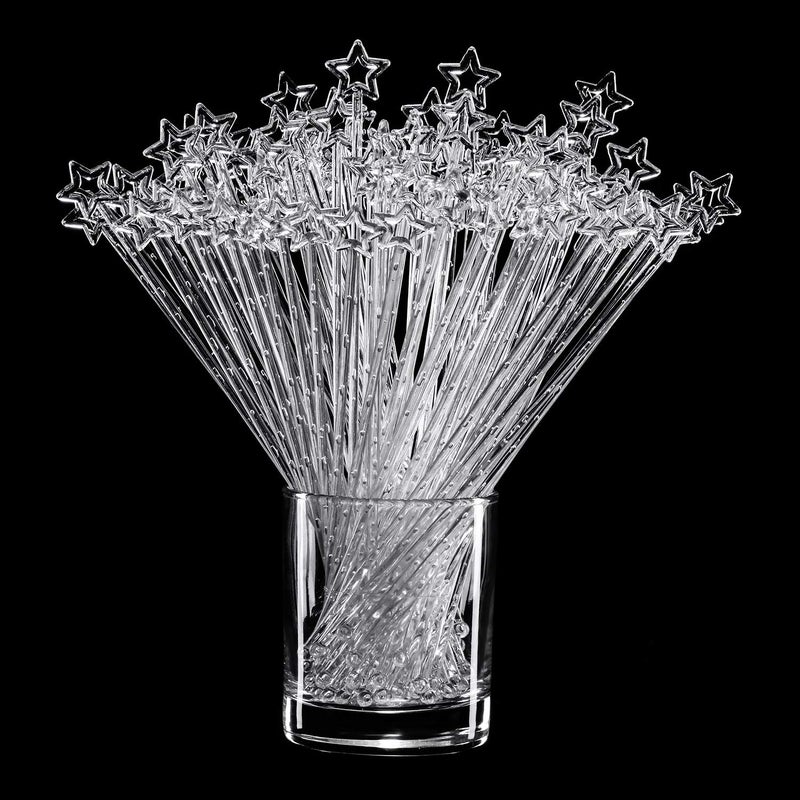 100 Pieces 91 Inch Star Top Swizzle Sticks Disposible Plastic Star Top Crystal Swizzle Sticks Clear