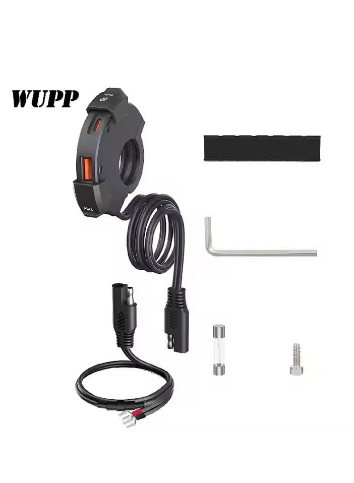 Generic USB charger type C for motorcycles waterproof to dual USB phone charger motorcycle charger SAE to USB car dual fast adapter motorcycle USB charger motorcycle adapter USB charger  - Image 2