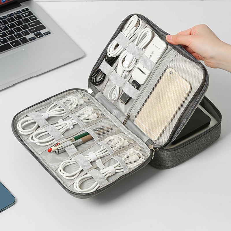 windforgecraft 3 Layer Cable Organiser Bag - Waterproof Electronics Storage Case | Travel Essentials Cable Storage Bag for Mini Camera, Mouse, Hard Drives, Earplugs, Phones, Chargers Borato - Image 2