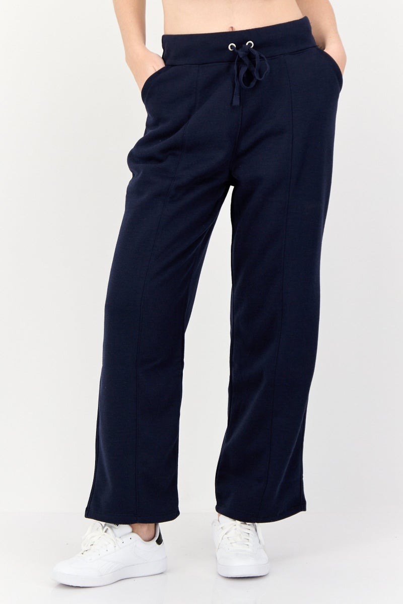 BSP Women Sportswear Fit Drawstring Outdoor Sweatpants, Navy - Image 1