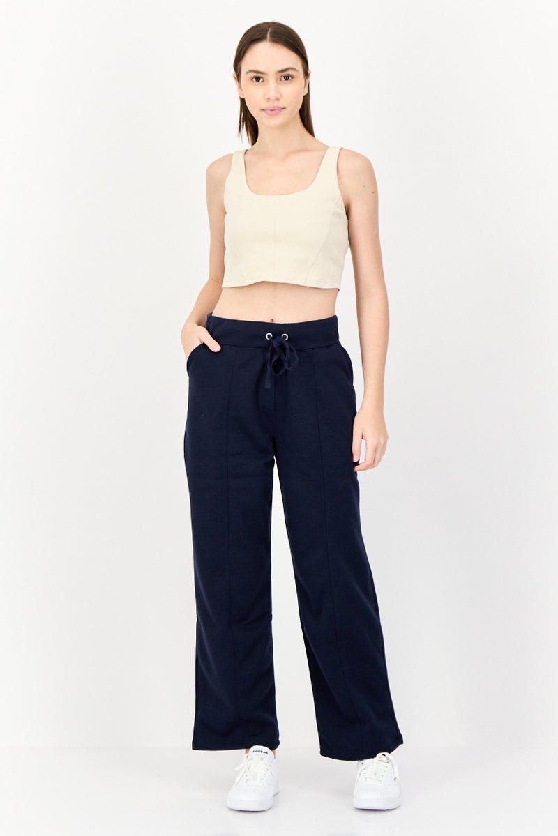 BSP Women Sportswear Fit Drawstring Outdoor Sweatpants, Navy - Image 2