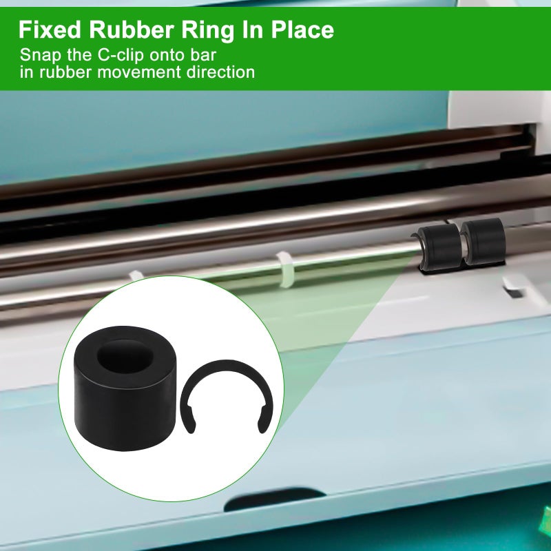 PEUTIER 4pcs Rubber Roller Resolution for Cricut Maker and 4pcs Rubber Roller Replacement, Retaining Clip Rings Compatible with Cricut Maker, Keep Rubber Roller from Moving - Image 4