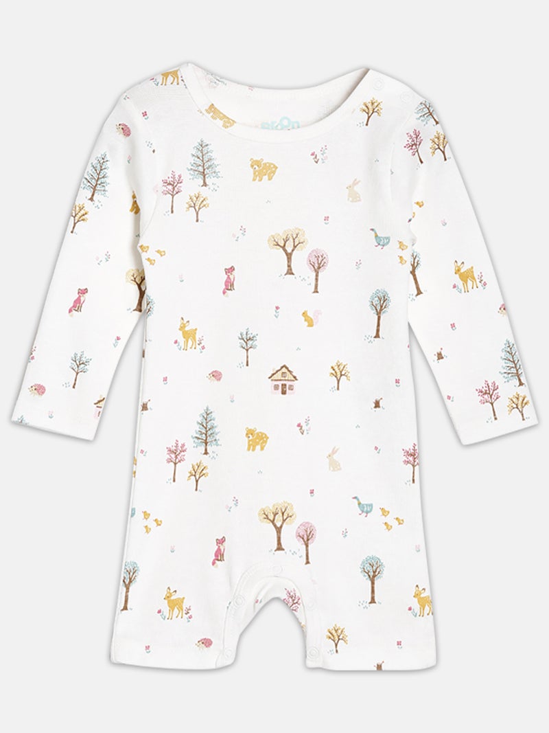 Broon Infant Boys Grey and Off White Printed Organic Cotton Rompers Pack of 2 - Image 2