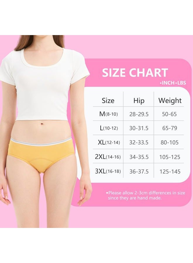 Geronmine Teen Girls Period Panties For Heavy Flow High Absorbency First Period Starter Underwear Menstrual Leakproof Briefs, Multicolor-g1, 12-14 years - Image 5