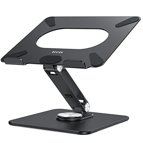 BESIGN LSX7 Laptop Stand with 360 Rotating Base, Ergonomic Adjustable Notebook Riser Holder Compatible with Air, Pro, Dell, HP, Lenovo More 10-15.6" Laptops (Black) - Image 1
