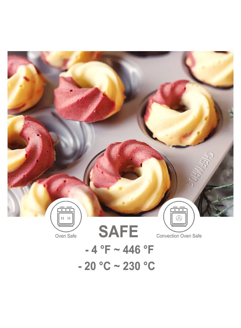 chefmade Tube Cake Pan 12 Cavity Non Stick Cyclone Doughnut Bakeware - Image 5