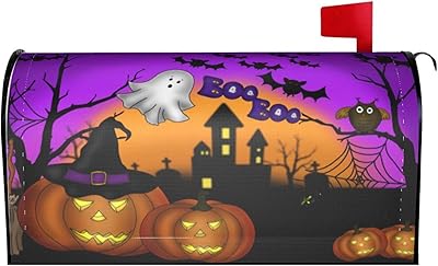 Ouqiuwa Ouqiuwa Halloween Scary Night Pumpkin Lanterns Welcome Magnetic Mailbox Cover, Mailbox Wrap Decorative for Garden Yard  - Image 1