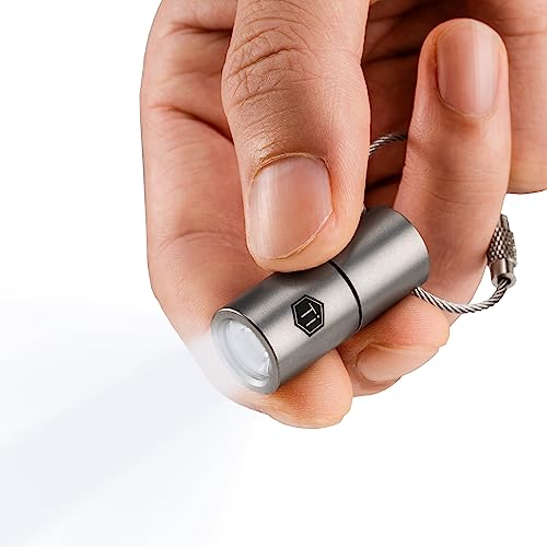 KeyUnity KF03 Titanium Nano Flashlight, LR44 Button Cell 100 Lumens 5W LED Keychian Flashlight for Everyday Carry (KF03 Sandblasted) - Image 1