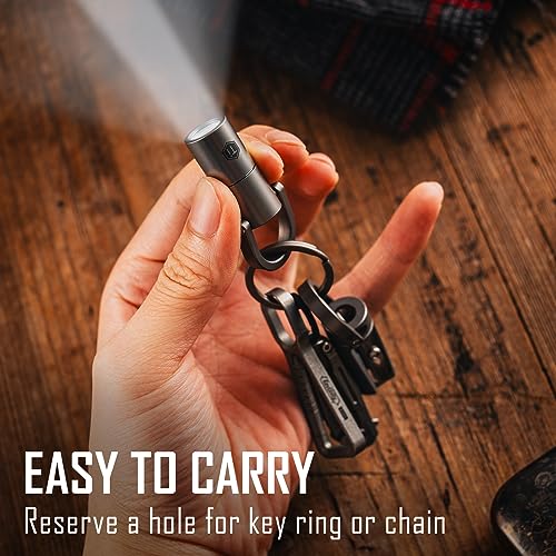 KeyUnity KF03 Titanium Nano Flashlight, LR44 Button Cell 100 Lumens 5W LED Keychian Flashlight for Everyday Carry (KF03 Sandblasted) - Image 2