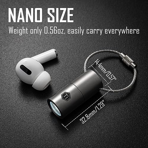 KeyUnity KF03 Titanium Nano Flashlight, LR44 Button Cell 100 Lumens 5W LED Keychian Flashlight for Everyday Carry (KF03 Sandblasted) - Image 5