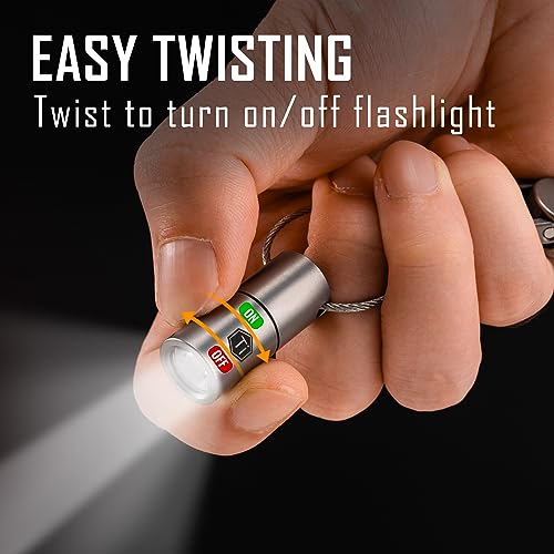 KeyUnity KF03 Titanium Nano Flashlight, LR44 Button Cell 100 Lumens 5W LED Keychian Flashlight for Everyday Carry (KF03 Sandblasted) - Image 3