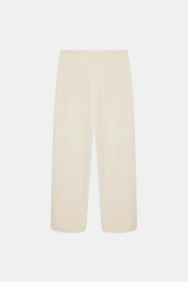 Dilvin Stone Natural DILVIN Mid-Waist Wide-Leg Crepe Trousers for Women | Best Price UAE