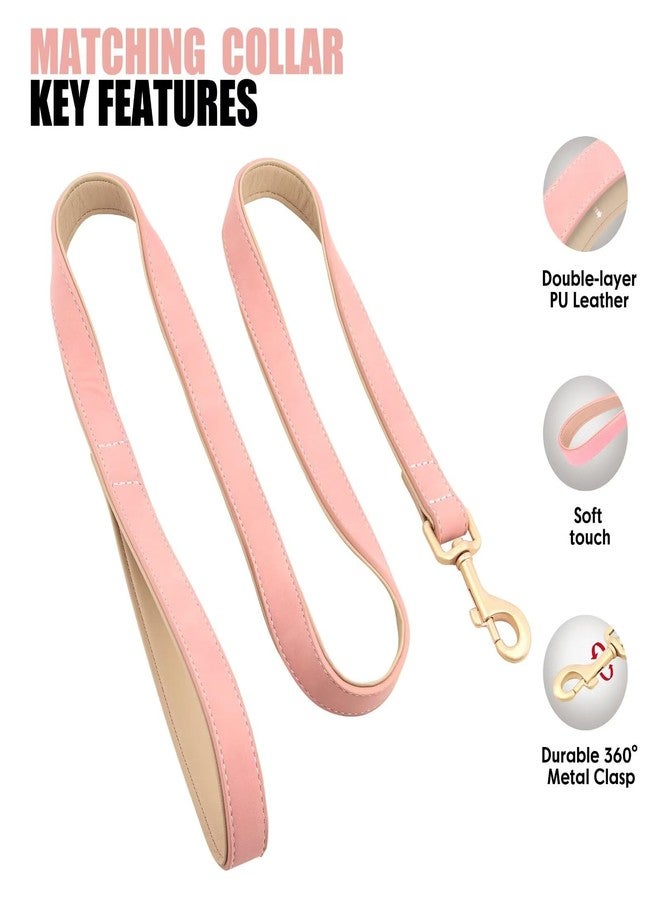 Beirui Soft Padded PU Leather Dog Collar and Leash Set, Durable Dog Leash and Collar Set with Metal Buckle, Breathable Pet Collars with 4FT Leash for Small Dogs(Pink, Neck 10-13") - Image 3