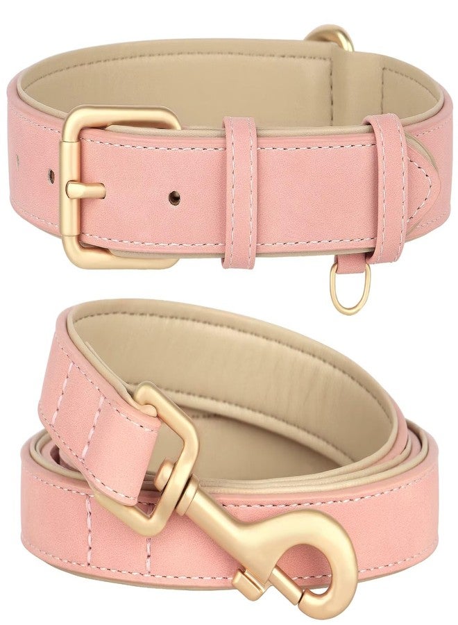 Beirui Soft Padded PU Leather Dog Collar and Leash Set, Durable Dog Leash and Collar Set with Metal Buckle, Breathable Pet Collars with 4FT Leash for Small Dogs(Pink, Neck 10-13") - Image 1