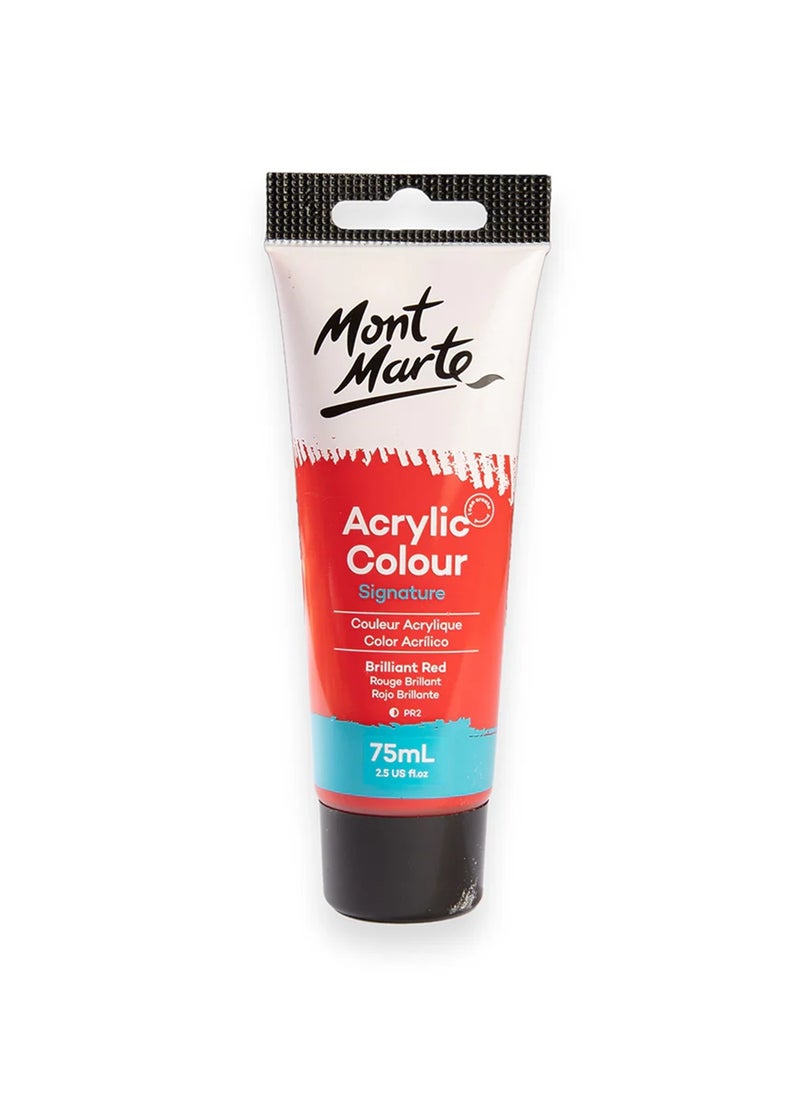 Mont Marte Signature Acrylic Colour Paint Tube 75ml Content Brilliant Red 