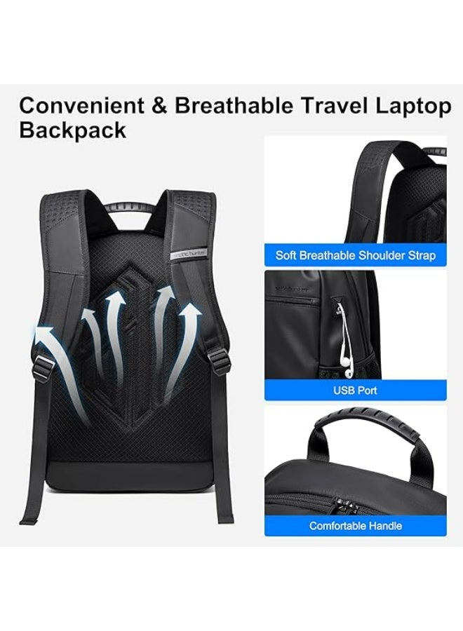 أركتيك هانتر حقيبة ظهر Arctic Hunter للكمبيوتر المحمول مقاس 15.6 بوصة للرجال، خفيفة الوزن وأنيقة للجامعة مع مساحة تخزين متينة ومقاومة للصدمات ومقاومة للماء للسفر والاستخدام اليومي، لون أسود - Image 5