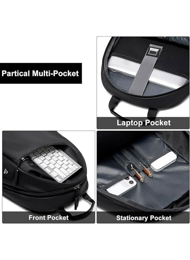 أركتيك هانتر حقيبة ظهر Arctic Hunter للكمبيوتر المحمول مقاس 15.6 بوصة للرجال، خفيفة الوزن وأنيقة للجامعة مع مساحة تخزين متينة ومقاومة للصدمات ومقاومة للماء للسفر والاستخدام اليومي، لون أسود - Image 3