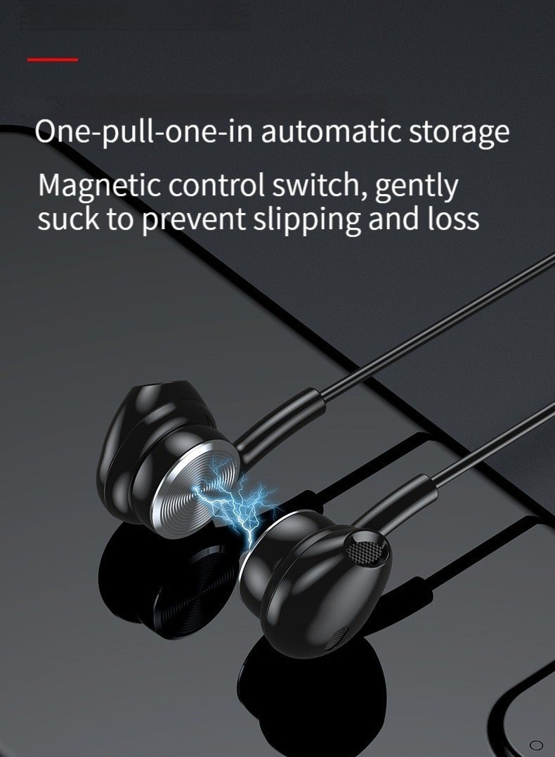 سماعات بلوتوث لاسلكية تلبس الرقبة بكلتا الأذنين سماعات عالية الجودة (أسود) - Image 5