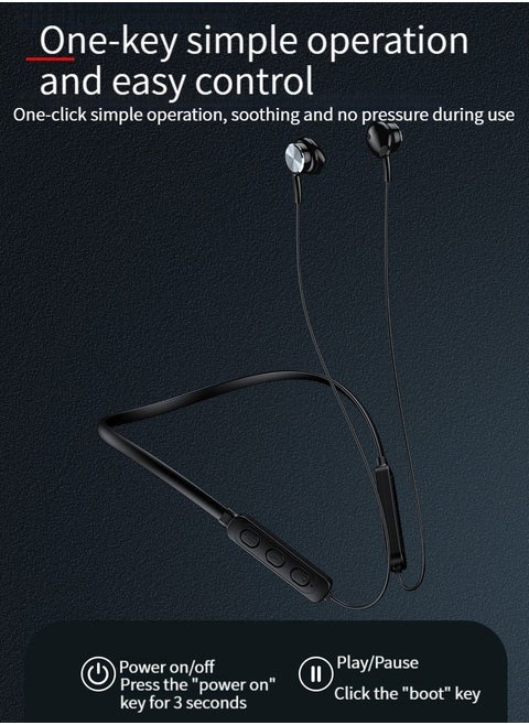 NEW Wireless Bluetooth Headphones Neck Worn Binaural High Sound Quality Headphones (Black)