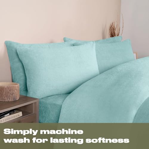 S&S Sands® Super Soft Double Bed Woollen Quilt Cover, 310TC Warm Duvet Cover, Woolen Duvet Cover/Rajai Cover/Blanket Cover/Quilt Cover King Size=90x100 Inches, Winter Blanket Cover (Aqua) - Image 5
