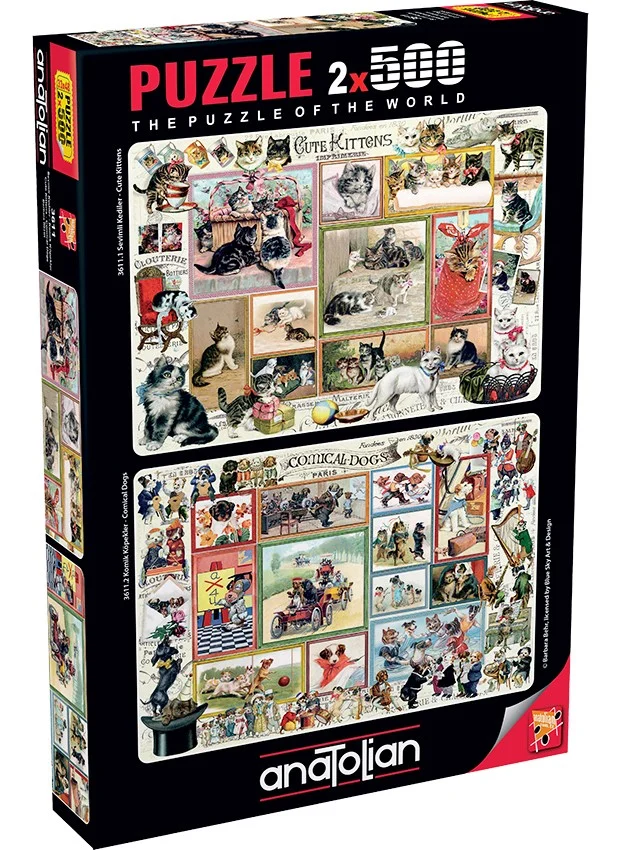 Anatolian 2x500 Piece Puzzle / Cute Cats, Funny Dogs - Code 3611