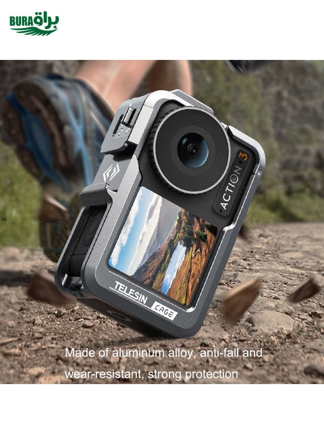 For DJI Osmo Action 3 TELESIN OA-FMS-004 Motion Camera Metal Rabbit Cage Protection Frame(Grey)