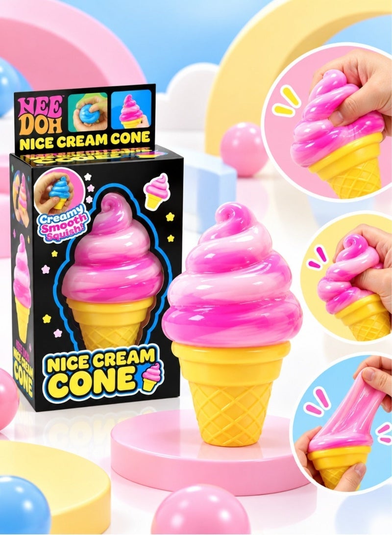 M.A&F's Schylling Needoh Ice Cream Cone - Sensory Squeeze Toy (Pink) - Image 1
