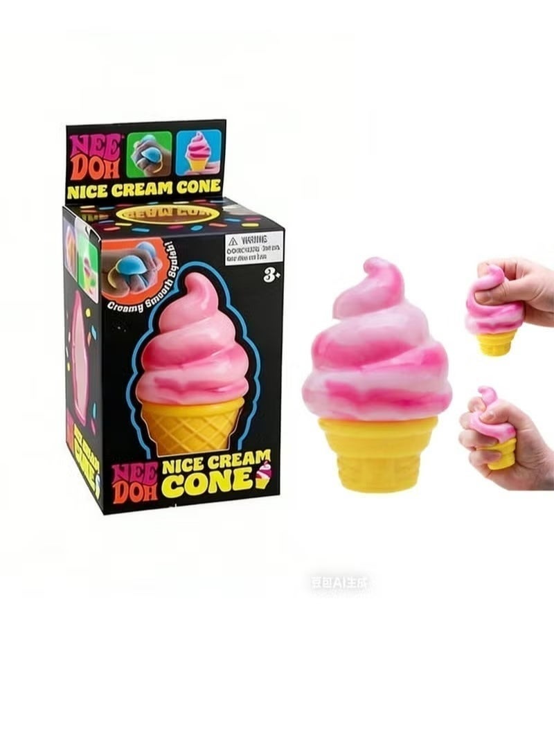 M.A&F's Schylling Needoh Ice Cream Cone - Sensory Squeeze Toy (Pink) - Image 3