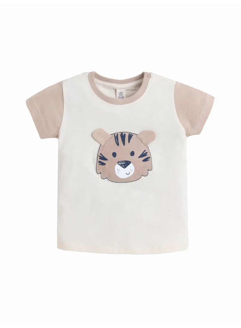 Victor And Jane  Infant Boys’ 2-Piece Set – Tiger Face Raglan T-Shirt & Striped Shorts for Men | Best Price UAE