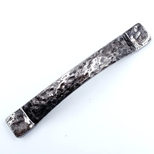 Jetland Arched Hammered Cabinet Pulls - 4-Pack, Aged Silver, 4" Hole Centers, Rustic Solid Cast Handle Pulls for Dresser Nightstand Furniture, HT0611OS102 - Image 4