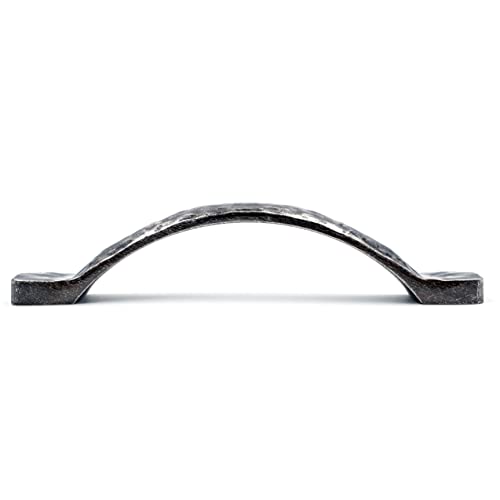 Jetland Arched Hammered Cabinet Pulls - 4-Pack, Aged Silver, 4" Hole Centers, Rustic Solid Cast Handle Pulls for Dresser Nightstand Furniture, HT0611OS102 - Image 3