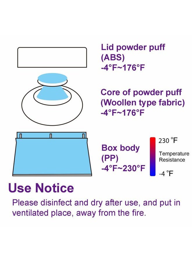 Aurasin علبة بودرة الأطفال خالية من BPA، كبيرة 2.8 بوصة، علبة بودرة الجسم الفخمة بعد الاستحمام، حاوية بودرة الوجه/الجسم للأطفال، حاوية بودرة التلك لمستحضرات التجميل مع مقبض يد (أزرق) - Image 3