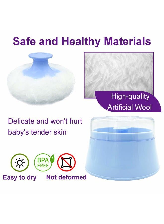 Aurasin علبة بودرة الأطفال خالية من BPA، كبيرة 2.8 بوصة، علبة بودرة الجسم الفخمة بعد الاستحمام، حاوية بودرة الوجه/الجسم للأطفال، حاوية بودرة التلك لمستحضرات التجميل مع مقبض يد (أزرق) - Image 4